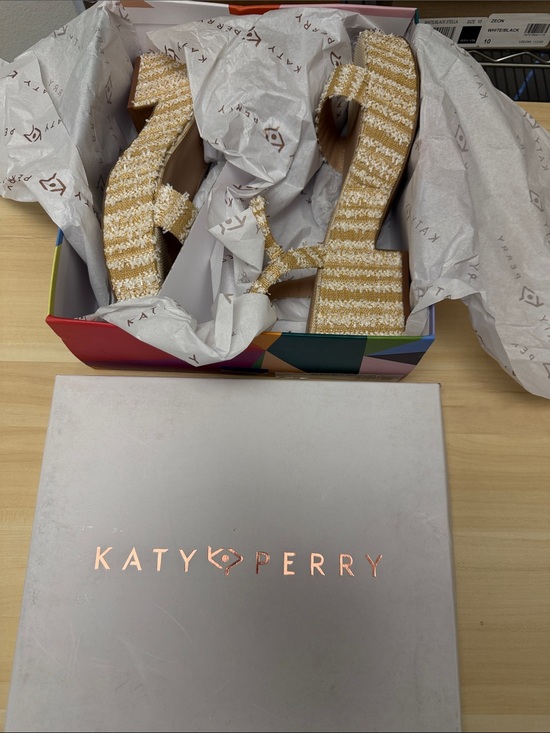 Katy Perry Collections Shoes - Katy Perry Collections Striped Yellow Cream Platform Wedges